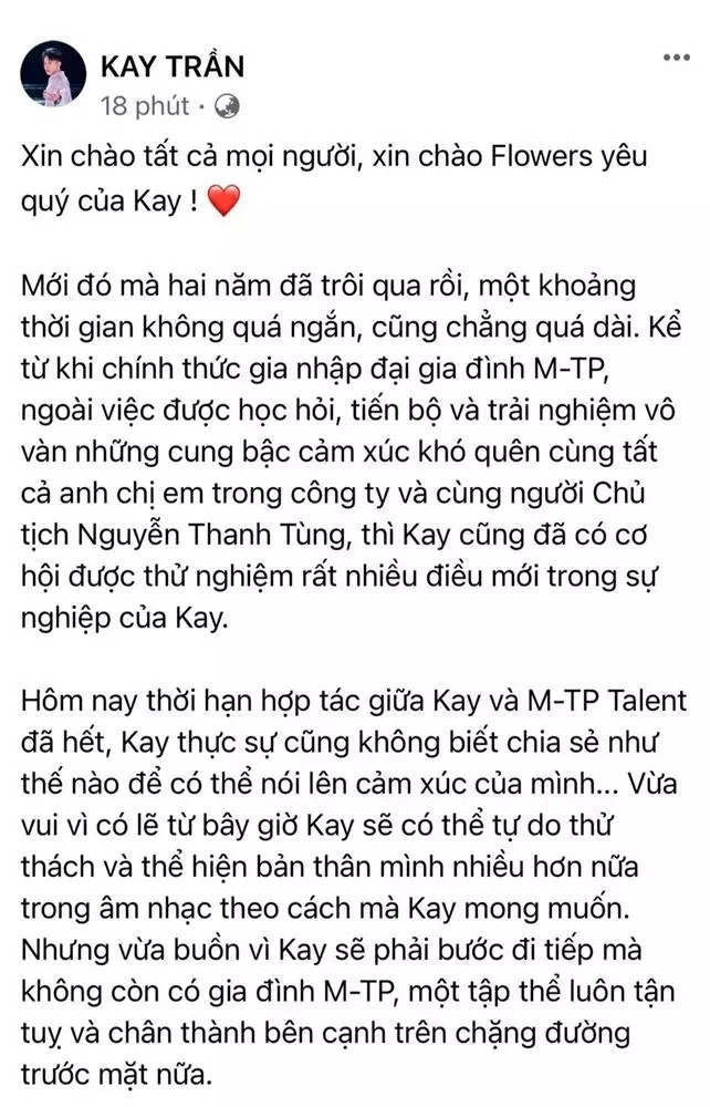 Kay Trần chính thức rời công ty của Sơn Tùng - 1